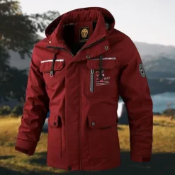 Men's Softshell Jacket Hiking Jacket Rain Jacket Outdoor Windproof Water Resistant Windbreaker Jacket Traveling Wine Red Black White Army Green