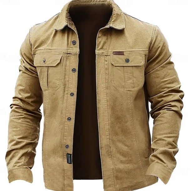 Men's Solid Color Cowboy Work Shirt Western Shirt Cargo Shirt Long Sleeve Casual Tactical Sports & Outdoor Going out Winter Spring & Fall Turndown Print Army Green Khaki