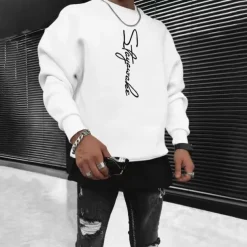 Men's Solid Color Pullover Long Sleeve Sweatshirt Crew Neck Streetwear Sportswear Basic Hot Stamping Sports & Outdoor Casual Streetwear Oversized Spring Fall