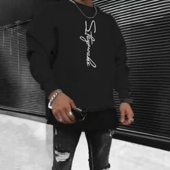 Men's Solid Color Pullover Long Sleeve Sweatshirt Crew Neck Streetwear Sportswear Basic Hot Stamping Sports & Outdoor Casual Streetwear Oversized Spring Fall