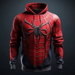 Men's Spider Hoodies Sweatshirt Fashion Cool Long Sleeve Crew Neck Party Holiday Streetwear Red Drawstring Fall Winter Designer