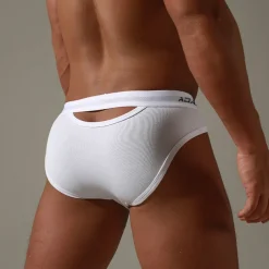 Men's Sport Briefs Underwear Home Casual Winter Cotton Breathable Soft Sweat wicking Running Walking Sportswear Activewear Solid Colored White Black Blue / Micro-elastic