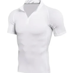 Men's Sport Polo Golf Shirt Casual Daily Stand Collar Quarter Zip Short Sleeve Fashion Basic Solid Color Color Block Zipper Summer Regular Fit Black White Dark Blue Gray Sport Polo