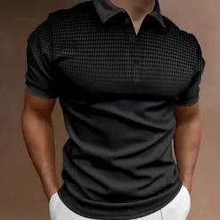 Men's Sport Polo Golf Shirt Casual Holiday Lapel Short Sleeve Fashion Basic Gradient Button Summer Regular Fit Wine Black White Navy Blue Orange Gray Sport Polo
