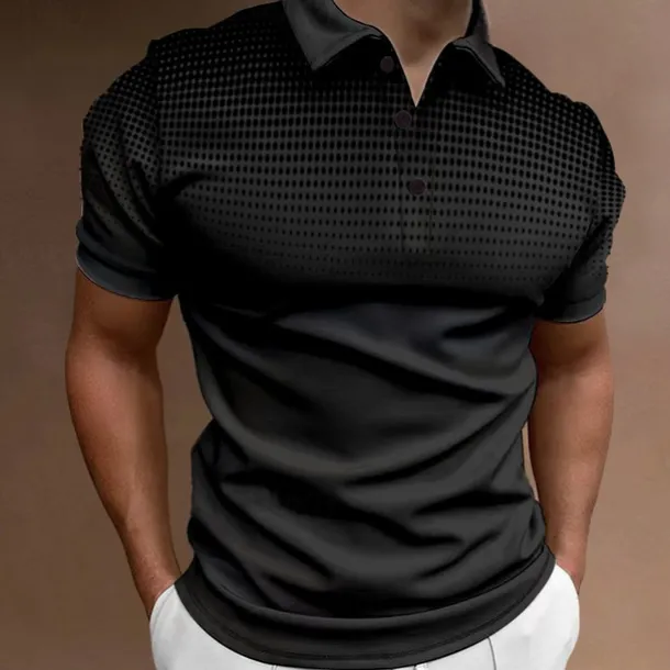 Men's Sport Polo Golf Shirt Casual Holiday Lapel Short Sleeve Fashion Basic Gradient Button Summer Regular Fit Wine Black White Navy Blue Orange Gray Sport Polo
