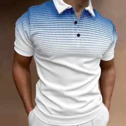 Men's Sport Polo Golf Shirt Casual Holiday Lapel Short Sleeve Fashion Basic Gradient Button Summer Regular Fit Wine Black White Navy Blue Orange Gray Sport Polo