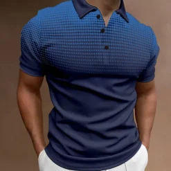 Men's Sport Polo Golf Shirt Casual Holiday Lapel Short Sleeve Fashion Basic Gradient Button Summer Regular Fit Wine Black White Navy Blue Orange Gray Sport Polo