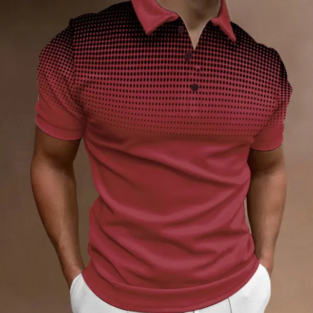 Men's Sport Polo Golf Shirt Casual Holiday Lapel Short Sleeve Fashion Basic Gradient Button Summer Regular Fit Wine Black White Navy Blue Orange Gray Sport Polo