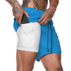 Men's Sports Outdoor Athletic Breathable Quick Dry Moisture Wicking 2 in 1 with Phone Pocket Liner Solid Colored Activewear Dark Grey Black Stretchy