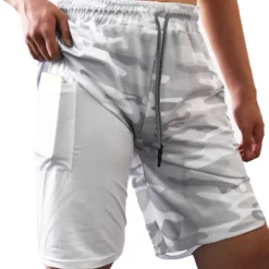 Men's Sports Outdoor Athletic Breathable Quick Dry Moisture Wicking 2 in 1 with Phone Pocket Liner Solid Colored Activewear Dark Grey Black Stretchy