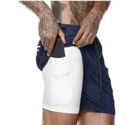 Men's Sports Outdoor Athletic Breathable Quick Dry Moisture Wicking 2 in 1 with Phone Pocket Liner Solid Colored Activewear Dark Grey Black Stretchy