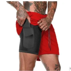 Men's Sports Outdoor Athletic Breathable Quick Dry Moisture Wicking 2 in 1 with Phone Pocket Liner Solid Colored Activewear Dark Grey Black Stretchy