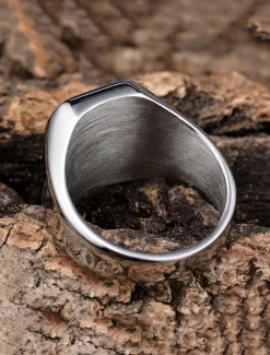 Men's square streamer shell stainless steel ring, gold and silver, fashionable and individual, suitable for daily vacation wear and casual gatherings