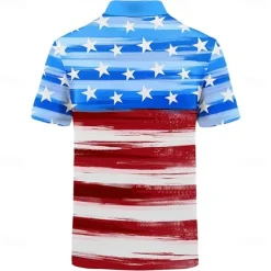 Men's Star Polo Short Sleeve Polo Shirts Collared Shirts Casual School Outdoor Daily Wear Home Wear 3D Print Summer Spring Fall Blue