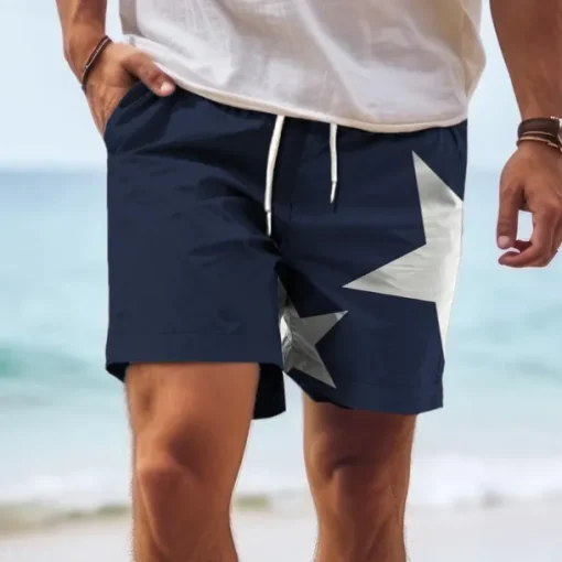 Men's Star Swim Trunks Swim Shorts Board Shorts Mid Waist Vacation Hawaiian Holiday Vacation Holiday Beach Drawstring with Mesh lining Elastic Waist Designer Clothing Apparel
