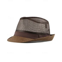 Men's Straw Hat Sun Hat Soaker Hat Safari Hat Gambler Hat Black Dark Navy Polycotton Mesh Stylish Casual Outdoor clothing Holiday Going out Plain Sunscreen