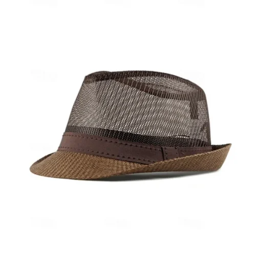 Men's Straw Hat Sun Hat Soaker Hat Safari Hat Gambler Hat Black Dark Navy Polycotton Mesh Stylish Casual Outdoor clothing Holiday Going out Plain Sunscreen
