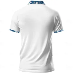 Men's Striped Rugby Polo Short Sleeve Polo Shirts Collared Shirts Casual School Outdoor Sports Daily Wear 3D Print Summer Spring Fall White Light Green Blue