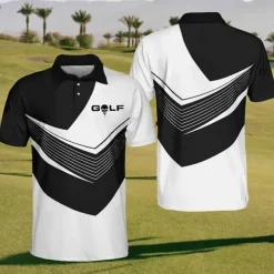 Men's Striped Sports Polo Shirts Golf Shirt Short Sleeve Polo Shirts Collared Shirts Casual Sportswear Vacation Wear Buttons 3D Print Black Yellow Red