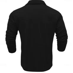 Men's Striped Waffle Polo Shirts Long Sleeve Polo Shirts Collar Business Casual Formal Outdoor Vacation Dailywear Buttons 3D Print Spring Fall Winter Black Yellow Red