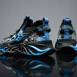 Men's Stylish Red Sneakers with Flame Design - Stylish and Comfortable, Perfect for Parties or Casual Outings