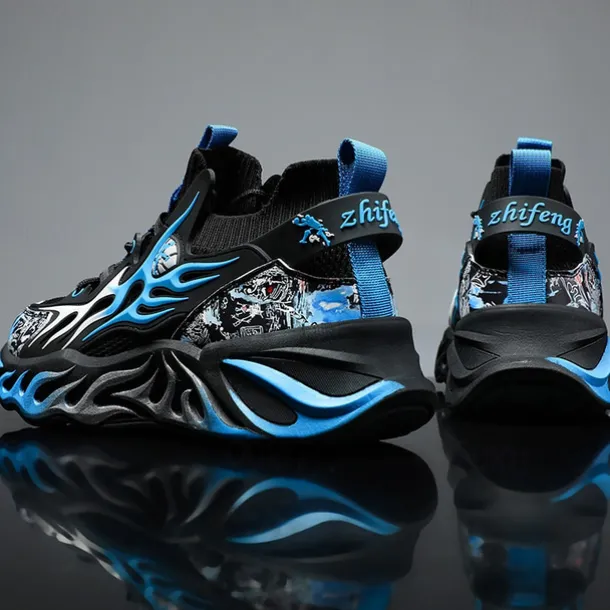 Men's Stylish Red Sneakers with Flame Design - Stylish and Comfortable, Perfect for Parties or Casual Outings