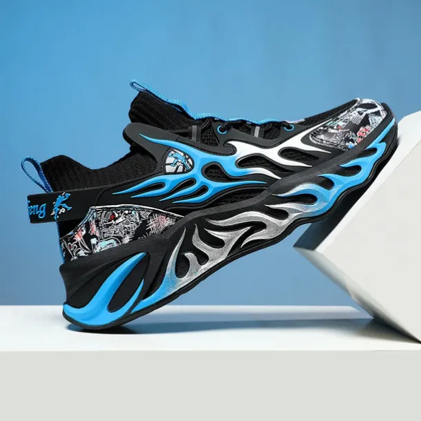 Men's Stylish Red Sneakers with Flame Design - Stylish and Comfortable, Perfect for Parties or Casual Outings