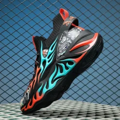 Men's Stylish Red Sneakers with Flame Design - Stylish and Comfortable, Perfect for Parties or Casual Outings