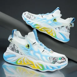 Men's Stylish Red Sneakers with Flame Design - Stylish and Comfortable, Perfect for Parties or Casual Outings