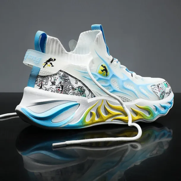 Men's Stylish Red Sneakers with Flame Design - Stylish and Comfortable, Perfect for Parties or Casual Outings