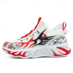 Men's Stylish Red Sneakers with Flame Design - Stylish and Comfortable, Perfect for Parties or Casual Outings