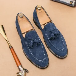 Men's Suede Tassel Loafers – Elegant Slip-On Dress Shoes, Comfortable and Stylish, Perfect for Business, Casual Events, and Formal Occasions