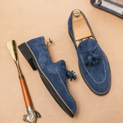 Men's Suede Tassel Loafers – Elegant Slip-On Dress Shoes, Comfortable and Stylish, Perfect for Business, Casual Events, and Formal Occasions