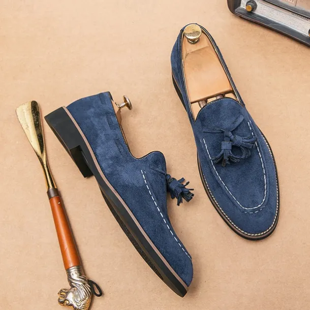 Men's Suede Tassel Loafers – Elegant Slip-On Dress Shoes, Comfortable and Stylish, Perfect for Business, Casual Events, and Formal Occasions