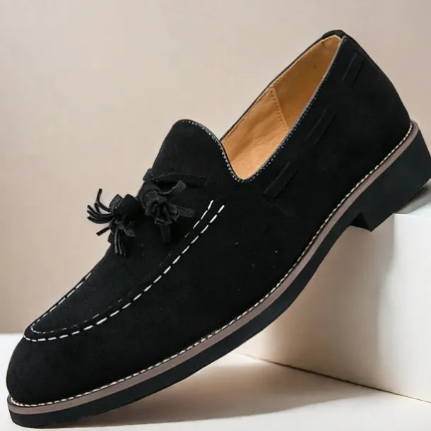 Men's Suede Tassel Loafers – Elegant Slip-On Dress Shoes, Comfortable and Stylish, Perfect for Business, Casual Events, and Formal Occasions