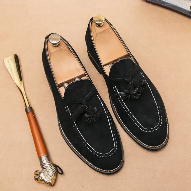 Men's Suede Tassel Loafers – Elegant Slip-On Dress Shoes, Comfortable and Stylish, Perfect for Business, Casual Events, and Formal Occasions
