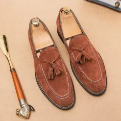 Men's Suede Tassel Loafers – Elegant Slip-On Dress Shoes, Comfortable and Stylish, Perfect for Business, Casual Events, and Formal Occasions