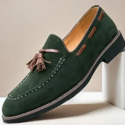 Men's Suede Tassel Loafers – Elegant Slip-On Dress Shoes, Comfortable and Stylish, Perfect for Business, Casual Events, and Formal Occasions