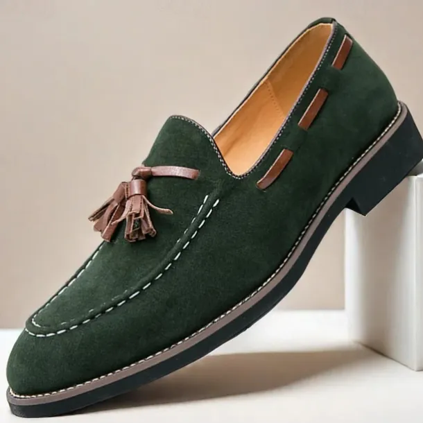 Men's Suede Tassel Loafers – Elegant Slip-On Dress Shoes, Comfortable and Stylish, Perfect for Business, Casual Events, and Formal Occasions