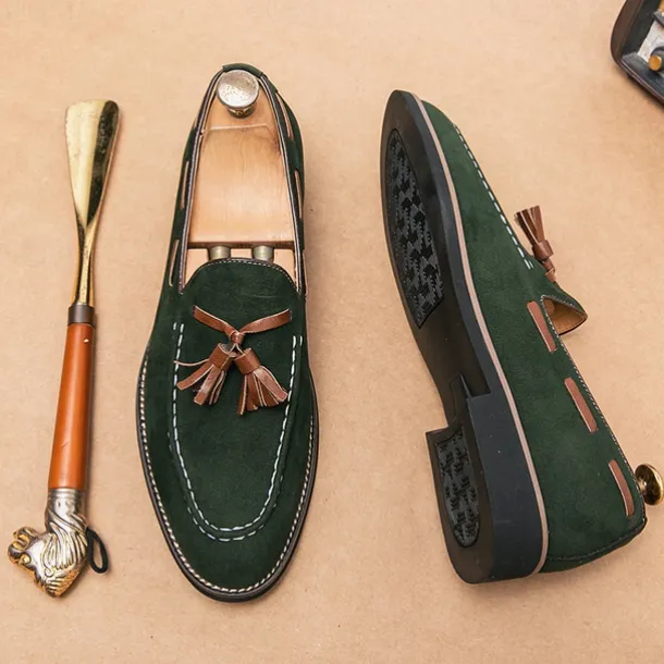 Men's Suede Tassel Loafers – Elegant Slip-On Dress Shoes, Comfortable and Stylish, Perfect for Business, Casual Events, and Formal Occasions