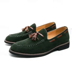 Men's Suede Tassel Loafers – Elegant Slip-On Dress Shoes, Comfortable and Stylish, Perfect for Business, Casual Events, and Formal Occasions
