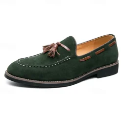 Men's Suede Tassel Loafers – Elegant Slip-On Dress Shoes, Comfortable and Stylish, Perfect for Business, Casual Events, and Formal Occasions