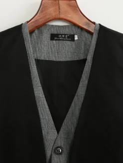 Men's Suit Vest Waistcoat Formal Wedding Work Business 1920s Smart Casual Cotton Polyester Solid Colored Slim Black Brown Vest