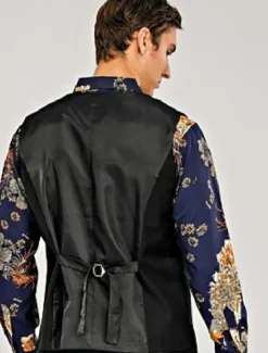 Men's Suit Vest Waistcoat Formal Wedding Work Business / Ceremony / Wedding Fashion 1920s All Seasons Polyester Solid Colored V Neck Slim Wine Black White Navy Blue Vest