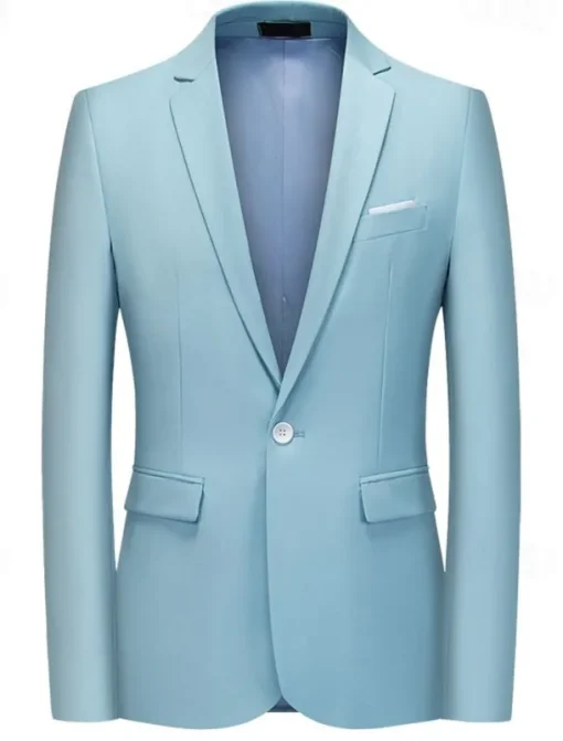 Men's Suits Outdoor Work Daily Pocket Fashion Daily Spring & Fall Polyester Cotton Blend Solid Color Pocket Buttons Single Breasted Blazer Pink Sky Blue Orange