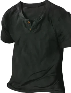 Men's Summer Shirt Casual Shirt Beach Shirt T shirt Tee Plain V Neck Casual Daily Short Sleeve Clothing Apparel Fashion Comfortable