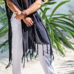 Men's Summer Shirt Casual Shirt Beach Shirt Cotton Shirt Shrugs Black Short Sleeve Solid / Plain Color V Neck Vacation Hawaiian Clothing Apparel Fashion Casual Comfortable