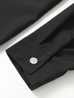 Men's Summer Shirt Casual Shirt Black White Wine Dark Navy Blue Long Sleeve Plain V Neck Street Vacation Sexy Clothing Apparel Fashion Shirts Leisure