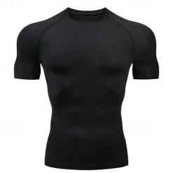 Men's Summer Shirt T shirt Tee Crew Neck Short Sleeve Sports & Outdoor Fitness Vacation Going out Casual Daily Breathable Soft Plain 1 2 Activewear Fashion Sport