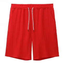 Men's Summer Shorts Beach Shorts Casual Shorts Pocket Drawstring Elastic Waist Plain Comfort Breathable Short Holiday Vacation Beach Hawaiian Boho Black White